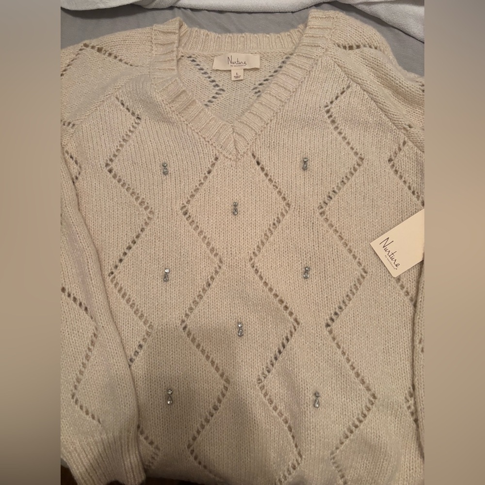 Nurture by westbound rhinestone sweater NWT L